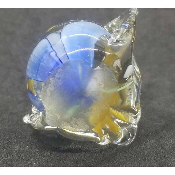 Hand Blown Art Glass Penguin with Blue Lamp Work Flower Inside - Picture 7 of 7